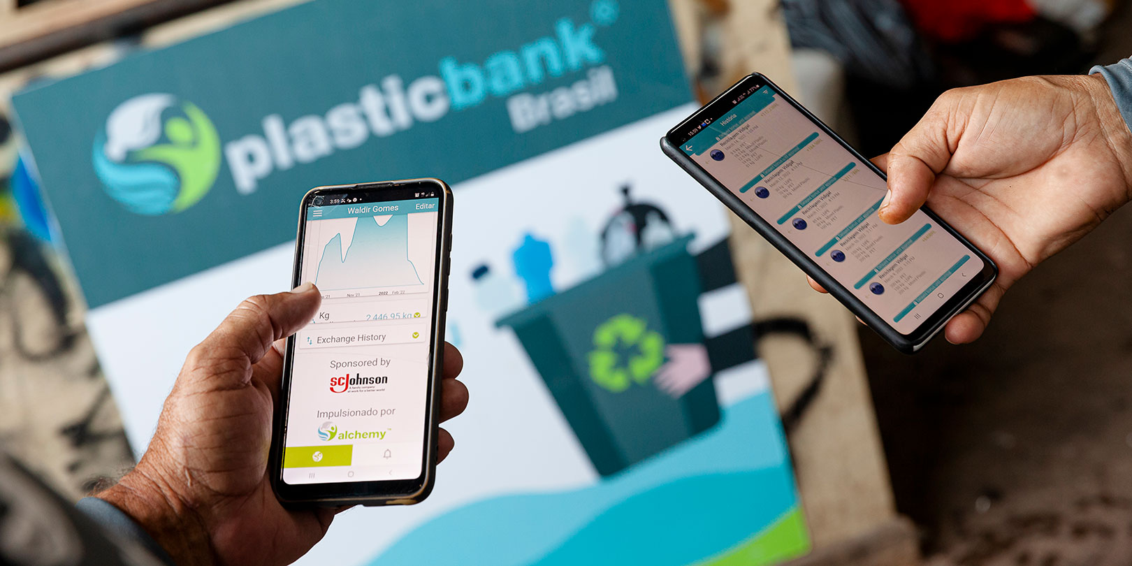 Showing Plastic Bank app - Alchemy