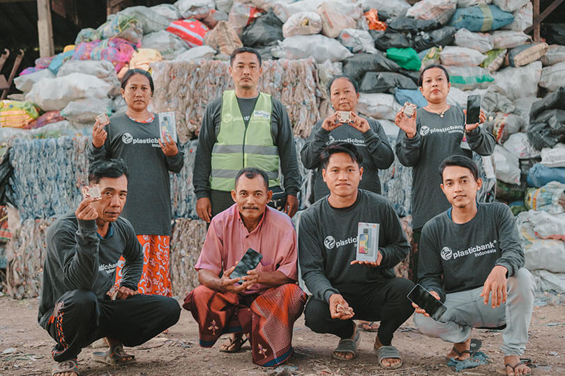 Plastic Bank collection members in Indonesia receives a smartphone
