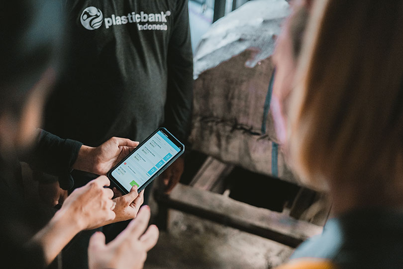 PlasticBank® app, powered by a secure blockchain platform.
