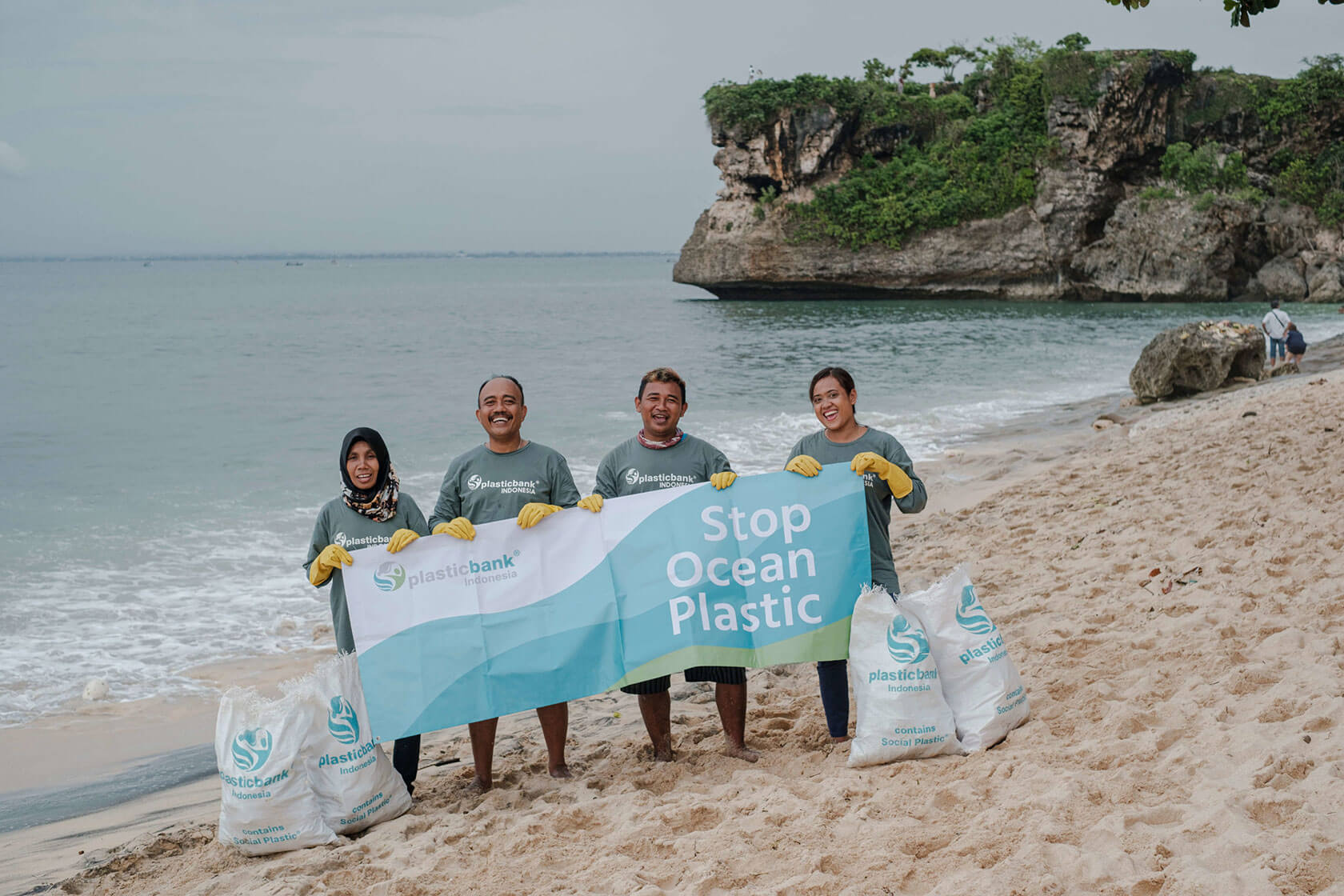 Plastic Bank collection members at Balangan Beach, Indonesia